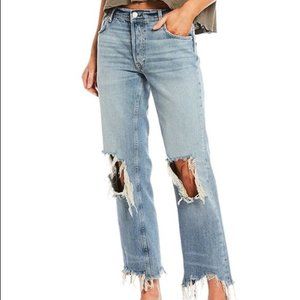 NWOT Free People Maggie mid rise distressed straight leg jeans